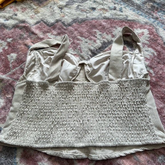 Plus Size Women’s Cream Corduroy Corset Top - Picture 2 of 2